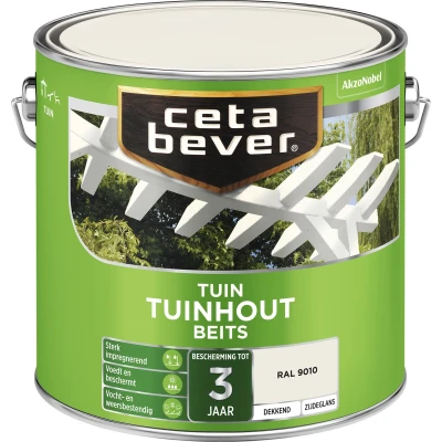 Afbeelding van Ceta Bever Dekkend Tuinhoutbeits Ral 9010 2,5 liter Blanke lak &amp; Beits