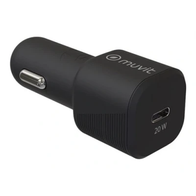 Image de MUVIT Adaptateur d&#039;alimentation pour voiture 20 Watt 3 A PD (24 pin USB C) noir