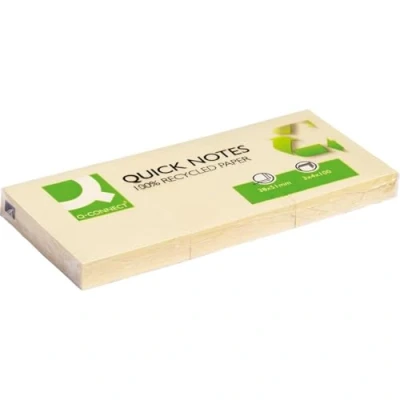 Afbeelding van Q Connect, Plakbriefje, Sticky notes Snelle notities Recycling geel (38 x 51 mm)