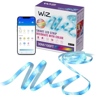 Afbeelding van WiZ RGB LED strip 30 Metres op maat te knippen 16 miljoen kleuren en wittinten werkt met Wifi bedien de app of je stem Google Home, Alexa HomeKit