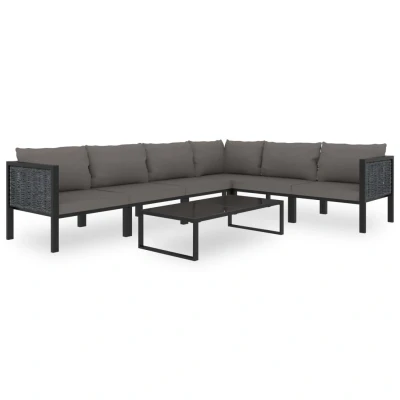 Afbeelding van 7 delige Loungeset met kussens poly rattan antraciet