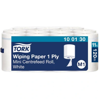 Afbeelding van Poetspapier Tork Wiping mini rol M1 1 laags centerfeed wit 100130