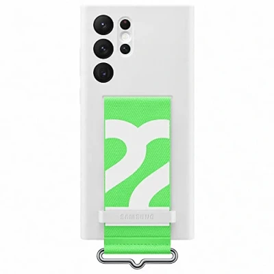 Image de Coque en silicone avec laniere pour Samsung Galaxy S22 Ultra Blanc