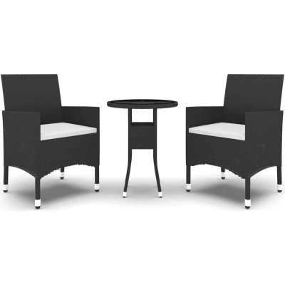Afbeelding van vidaXL 3 delige Tuinset poly rattan zwart