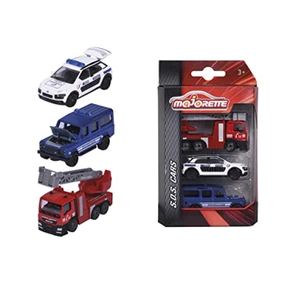 Afbeelding van Majorette SOS 3 delige set koffer met voertuigen miniatuurauto&#039;s van metaal schaal 1:64 212057262002