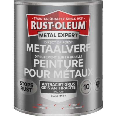 Afbeelding van Rust oleum metal expert metaalverf direct op roest hoogglans 750 ml, antracietgrijs ral 7016