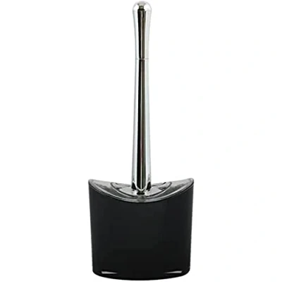 Afbeelding van MSV Toiletborstel in houder/wc borstel Aveiro PS kunststof/rvs zwart/zilver 37 x 14 cm