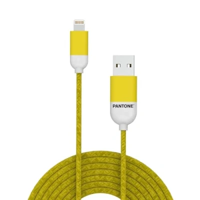 Afbeelding van USB Lightning Kabel, Geel Rubber Celly Pantone