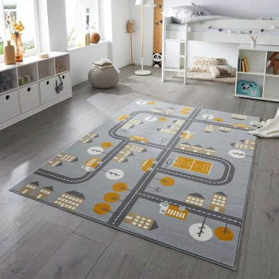 Afbeelding van Vloerkleed Kids Town 160x220cm Grijs Grafisch 123vloerkleed.nl is de online webshop voor vloerkleden en woonaccessoires.