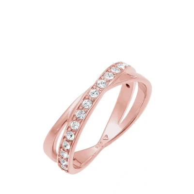 Afbeelding van Elli Classic Crossed Ring Rose goldcoloured, Dames, Maat: 54, gold coloured