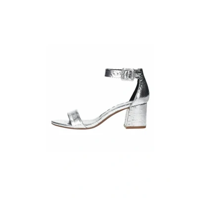 Afbeelding van Sacha Dames Zilveren metallic sandalen met blokhak Maat 36