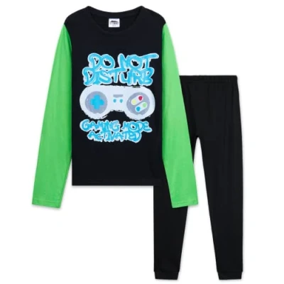 Afbeelding van CityComfort Pyjama voor kinderen, jongens, pyjamaset, gamer, 7 15 jaar, Zwart/Groen