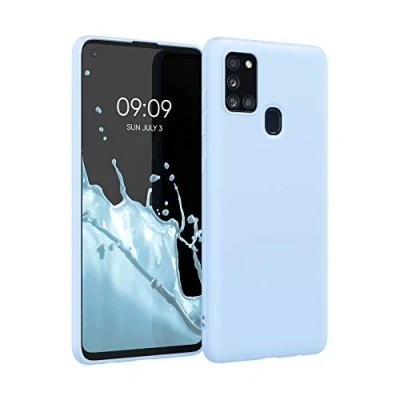Afbeelding van kwmobile telefoonhoesje geschikt voor Samsung Galaxy A21s Hoesje smartphone Back cover in mat lichtblauw