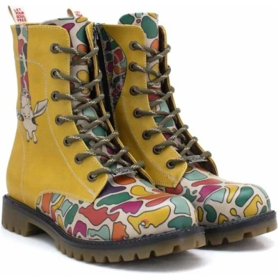 Afbeelding van GOBY Funny Giraffe Enkellaarsjes Damesboots Handgemaakt Premium Kwaliteit Maat 35