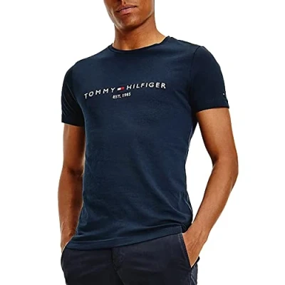 Image de Tommy Hilfiger Homme T shirt Logo Tee, Sky Captain, M