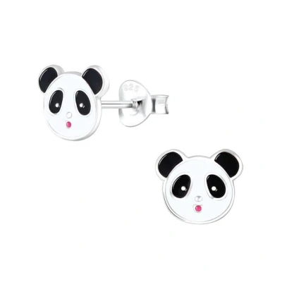 Afbeelding van Zilveren panda hoofdje kinderoorbellen oorbellen Meisje Zilver oorknopjes Zilverana Sterling 925 Silver