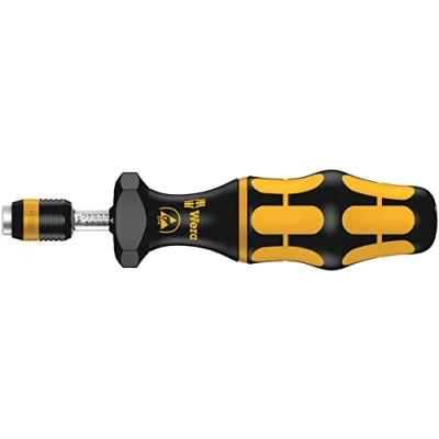 Afbeelding van Wera 05074730001 7440 Kraftform ESD, verstelbare momentschroevendraaier met Rapidaptor snelspanboorhouder, 1/4 inch, 0,3 1,2 Nm, zwart/geel