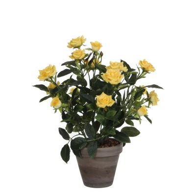 Afbeelding van Rozenstruik Kunstplant in Bloempot Stan H33 x Ø25 cm Geel