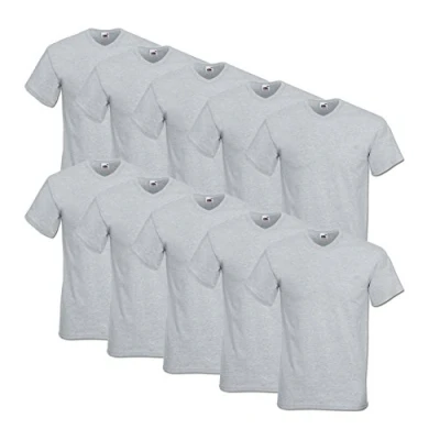 Afbeelding van FRUIT OF THE LOOM Heren T Shirt V Neck Valueweight, Grijs, XL