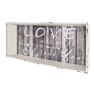 Image de Etagère murale en bois structure blanc essuyé sur fond texte L76cm WHITSTABLE