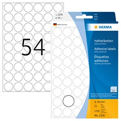 Afbeelding van Etiket HERMA 2240 rond 16mm wit 1728stuks