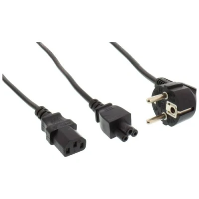 Image de InLine® Power Y Cable CEE7 / 7 mâle coudé vers C13 et C5 2m