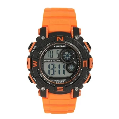 Afbeelding van Armitron Sport 40/8284 Herenhorloge, chronograaf, digitale armband van hars, Oranje/Zwart, digitaal