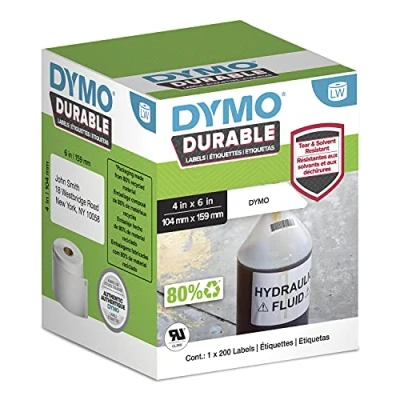 Afbeelding van DYMO originele Duurzame LabelWriter labels 104 mm x 159 Witte Poly 200 grote zelfklevende etiketten Stevige voor de labelprinters