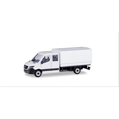 Afbeelding van Herpa Modellen 013499 Miniset: Mercedes Benz Sprinter dubbele cabine met miniatuurplaat, wit