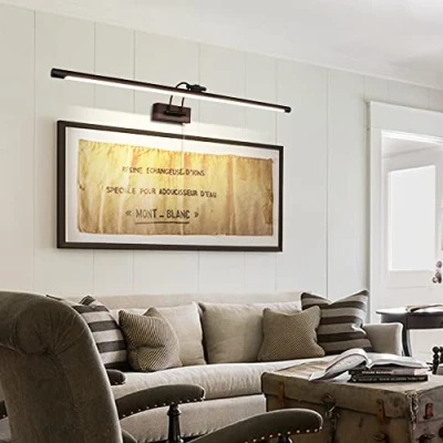 Afbeelding van TYhogar Led lamp voor badkamerspiegel, 90 cm, met draaibare lampkop en trekschakelaar, 16 W, wandlamp boogarm, IP44