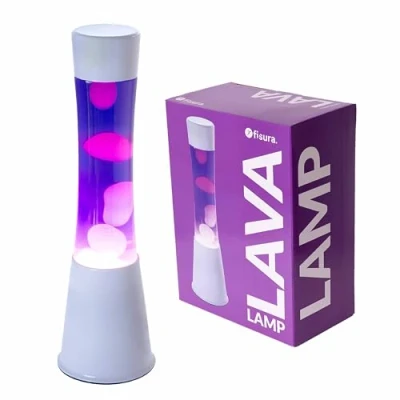 Afbeelding van Lavalamp Wit Met Paarse Vloeistof En Witte Lava