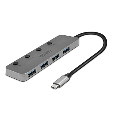Afbeelding van LINDY 43383 USB C (USB 3.2 Gen 2) multiport hub 4 poorten Grijs