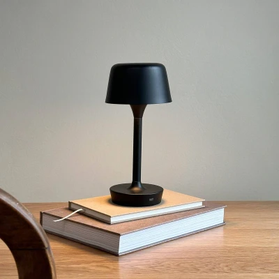 Afbeelding van Dyberg Larsen LED tafellamp Flow, zwart, hoogte 25 cm