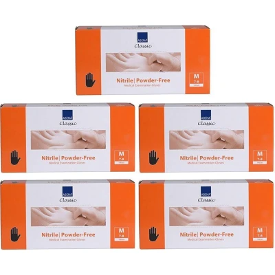 Afbeelding van 10x Abena Nitril Handschoenen Classic poedervrij Maat M zwart 100st bundel/set/pakket Haibu by Kapperskorting.com