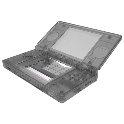 Image de eXtremeRate Coque Complète de Remplacement pour nintendo DS Lite Console, Façades/Coque Arrière/Boutons Customisé accessoires Lite, Transparent Noir (NON Console)
