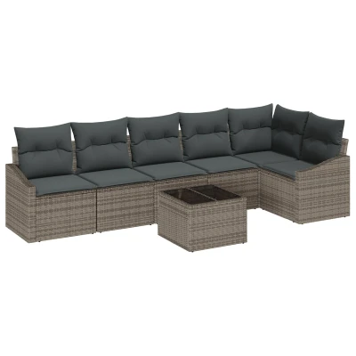 Afbeelding van vidaXL 6 delige Tuin Sofa Set met Kussens Zwarte Poly Rattan