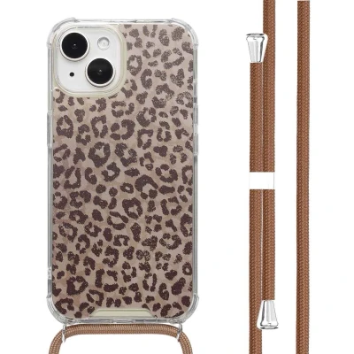 Afbeelding van imoshion Hoesje Geschikt voor iPhone 15 Design met Koord Leopard Mood