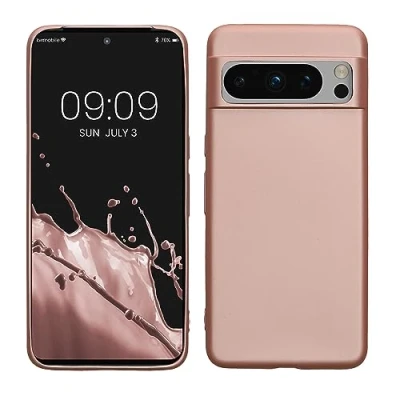 Afbeelding van kwmobile telefoonhoesje geschikt voor Google Pixel 8 Pro Hoesje smartphone Back cover in metallic roségoud