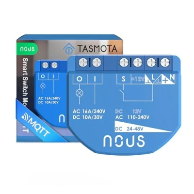 Afbeelding van NOUS WiFi Smart Switch Module met Tasmota, AC 16A/DC 10A, ESP32, temperatuursensor, matte ondersteuning en MQTT, 1 kanaal, droge contacten, compatibel Alexa, Home Assistant, Google Home,