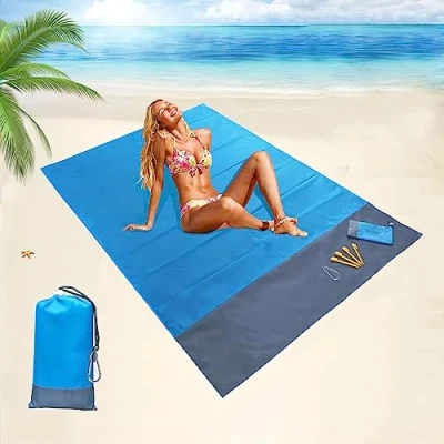 Afbeelding van Gigmeta waterdichte strandmat, 200 x 140 cm, draagbare stranddeken, picknickdeken, voor reizen, kamperen, wandelen, vakantie enz.