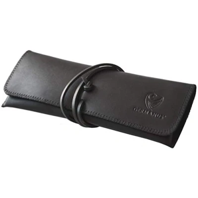 Afbeelding van GERMANUS Strap pennenetui, van leer, gemaakt in de EU, zwart., Schooltas set