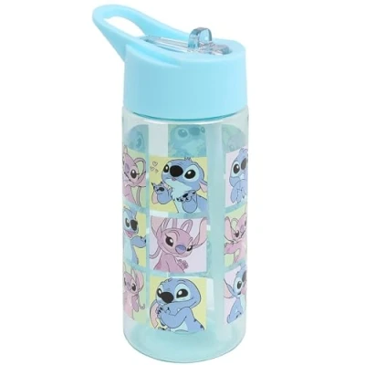 Afbeelding van Disney Lilo en Stitch Plastic fles met rietje, waterfles, transparant 420ml