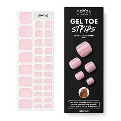 Afbeelding van MOYOU LONDON Set van 32 semi geharde UV gelstrips uitharding Voor manicure in salonkwaliteit Quarter Pink