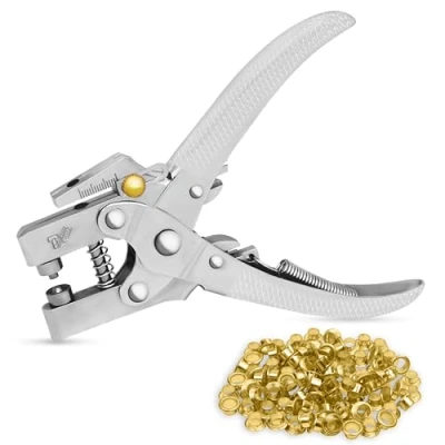 Afbeelding van Kurtzy Oogjes Gaten Tang Kit met 100 Ringen 16 cm Lederen Riem Gereedschap 7,2 mm Goud Metalen Set Voor Stof, Kleding, Schoenen, Tassen en Kunsten