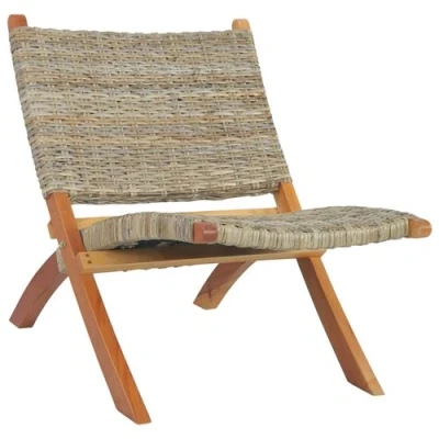 Afbeelding van vidaXL Relaxstoel natuurlijk kubu rattan en massief mahoniehout
