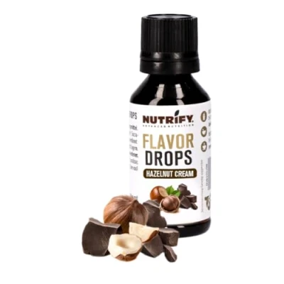 Afbeelding van NUTRIFY Flavor Drops Hazelnootcrème 30 ml aroma of caloriedruppels, meer nootachtige smaak in levensmiddelen en dranken, suikervrij, vetvrij, veganistisch kunstmatige kleurstoffen
