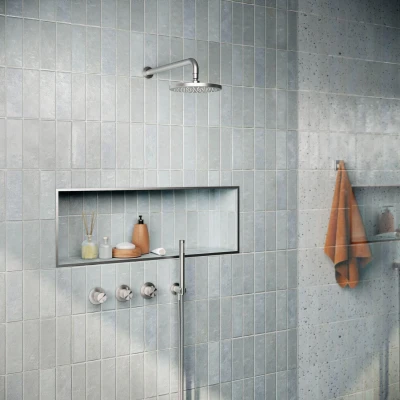 Afbeelding van Hotbath Archie Regendoucheset IBS33 Geborsteld Gunmetal PVD Staaf Handdouche 20cm Hoofddouche Wandarm