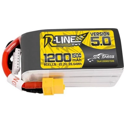 Afbeelding van Tattu LiPo accupack 22.2 V 1200 mAh Aantal cellen: 6 150 C Block XT60