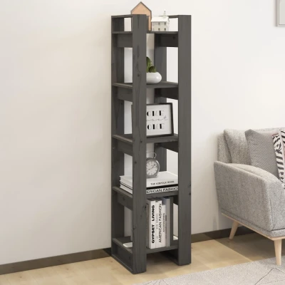 Afbeelding van Boekenkast/kamerscherm 41x35x160 cm massief grenenhout grijs