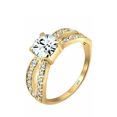 Afbeelding van Elli Solitaire Vintage Ring goldcoloured, Dames, Maat: 54, Gold coloured